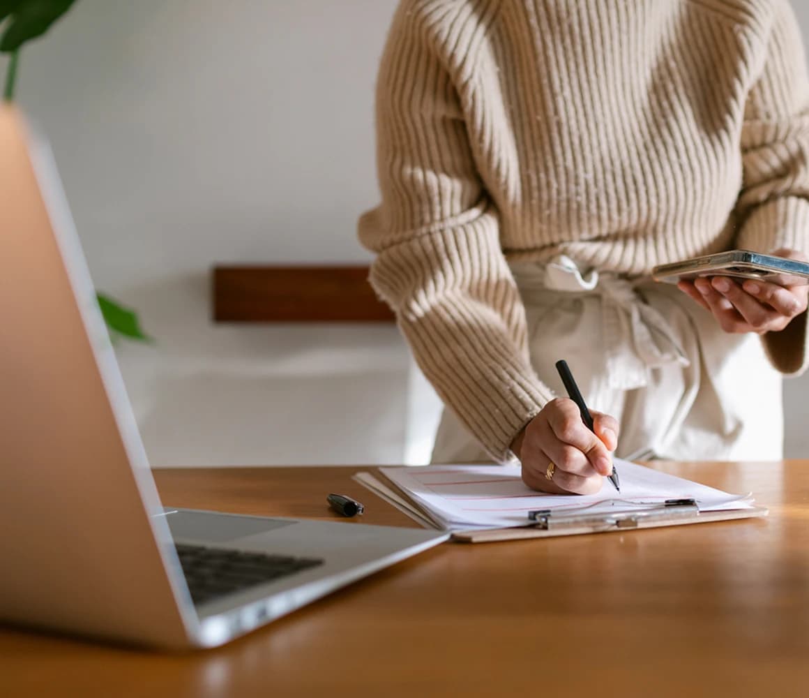An investor reviewing paperwork