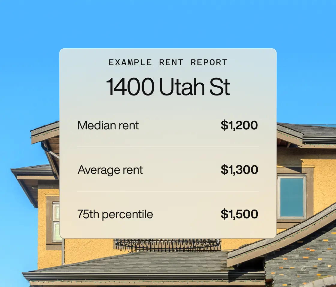 Example rent report over property photography; illustrative values, not your calculated results