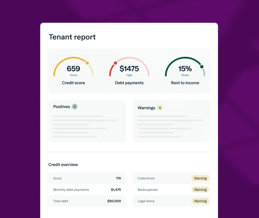 Illustrative tenant report layout